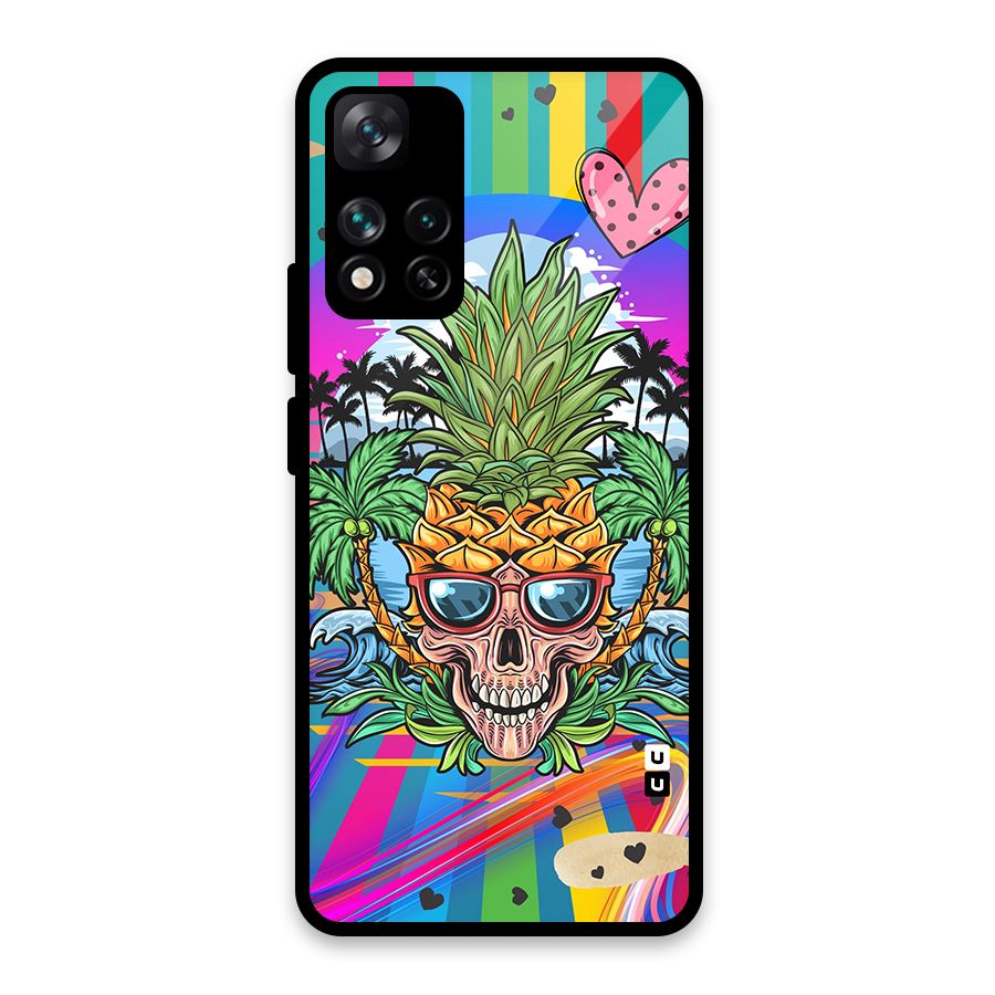 Cool Pineapple Skull Glass Back Case for Xiaomi 11i HyperCharge 5G