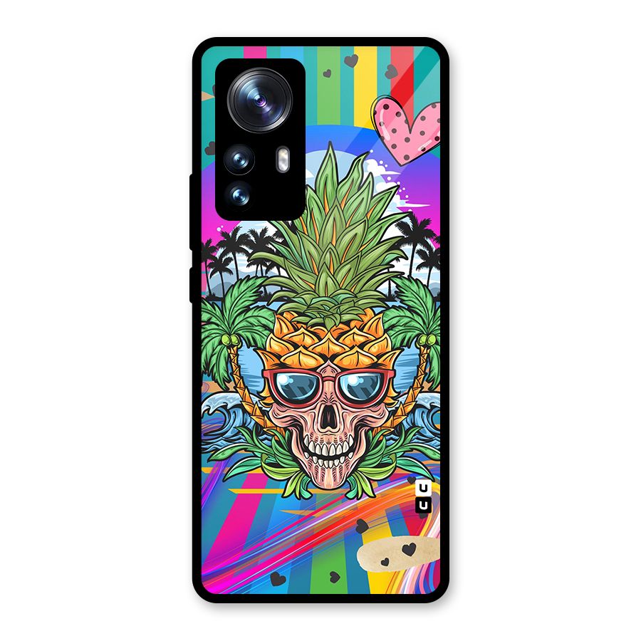 Cool Pineapple Skull Glass Back Case for Xiaomi 12 Pro