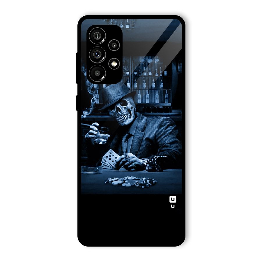Cool Skull Cards Glass Back Case for Galaxy A73 5G