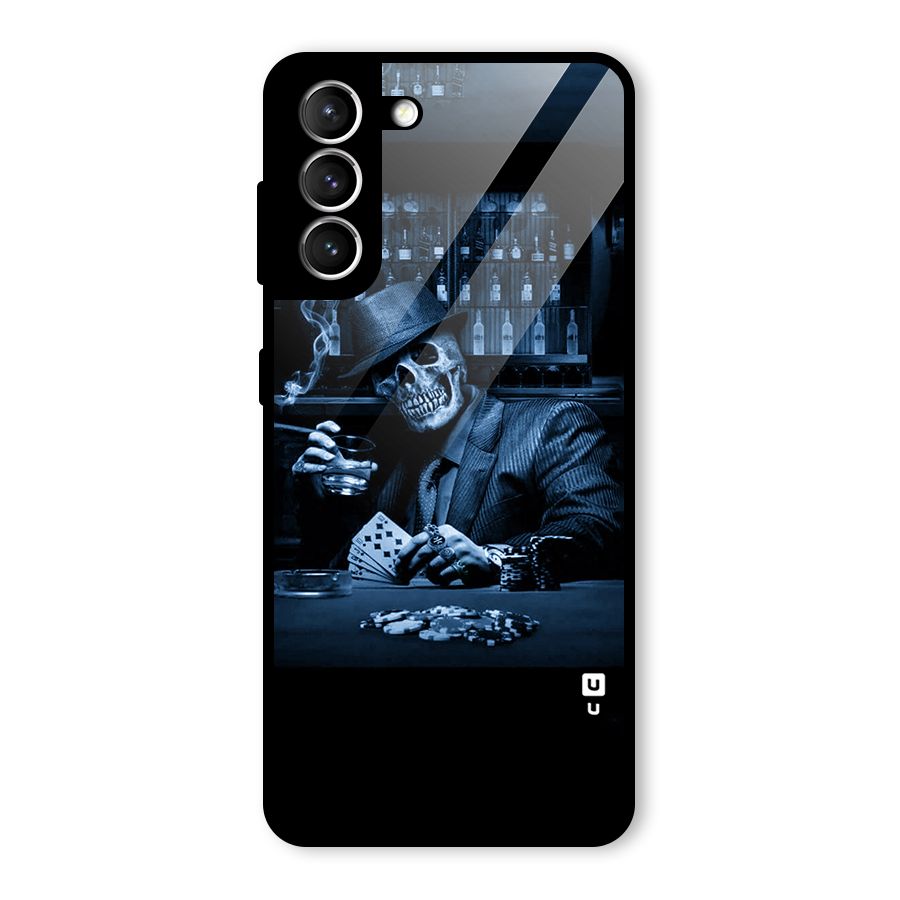 Cool Skull Cards Glass Back Case for Galaxy S21 5G