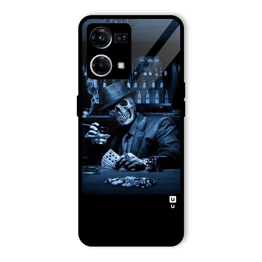Cool Skull Cards Glass Back Case for Oppo F21 Pro 5G