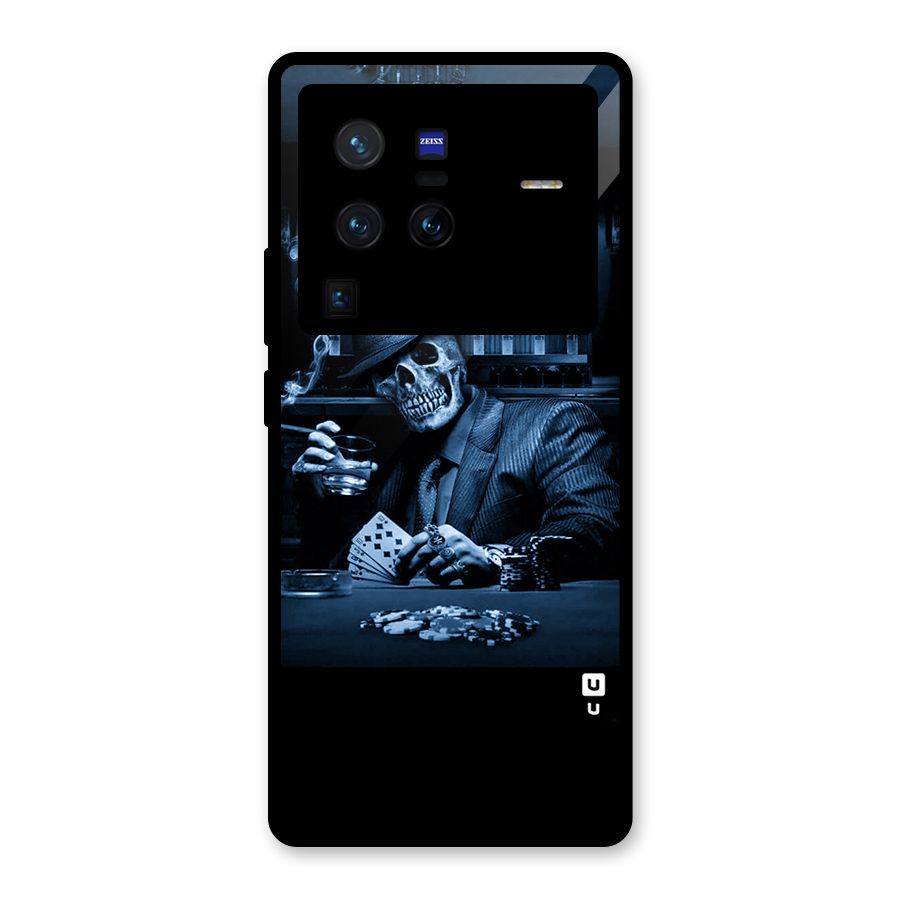 Cool Skull Cards Glass Back Case for Vivo X80 Pro