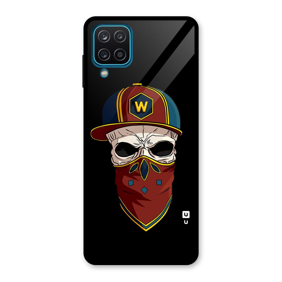 Cool Skull Mask Cap Glass Back Case for Galaxy A12
