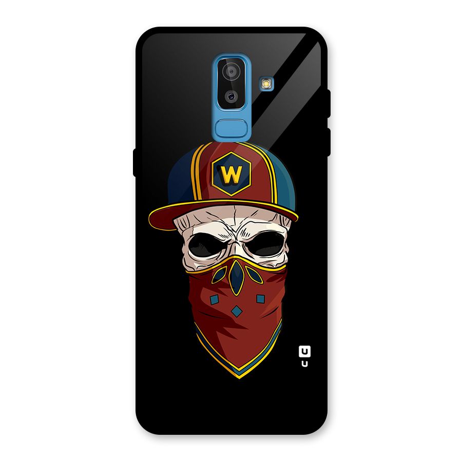 Cool Skull Mask Cap Glass Back Case for Galaxy J8
