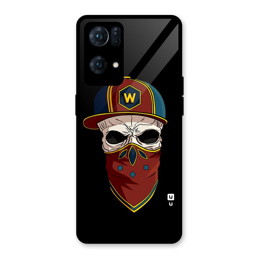 Cool Skull Mask Cap Glass Back Case for Oppo Reno7 Pro 5G