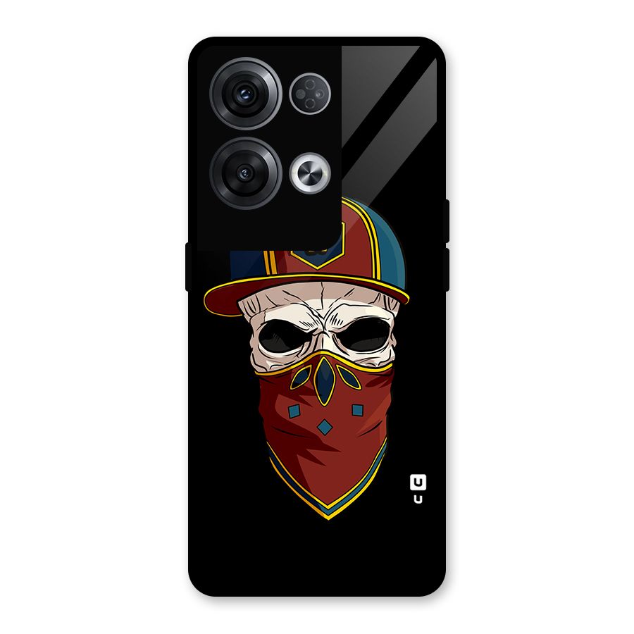 Cool Skull Mask Cap Glass Back Case for Oppo Reno8 Pro 5G