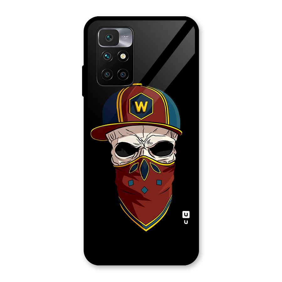 Cool Skull Mask Cap Glass Back Case for Redmi 10 Prime
