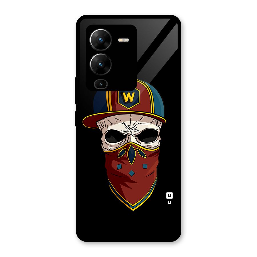 Cool Skull Mask Cap Glass Back Case for Vivo V25 Pro