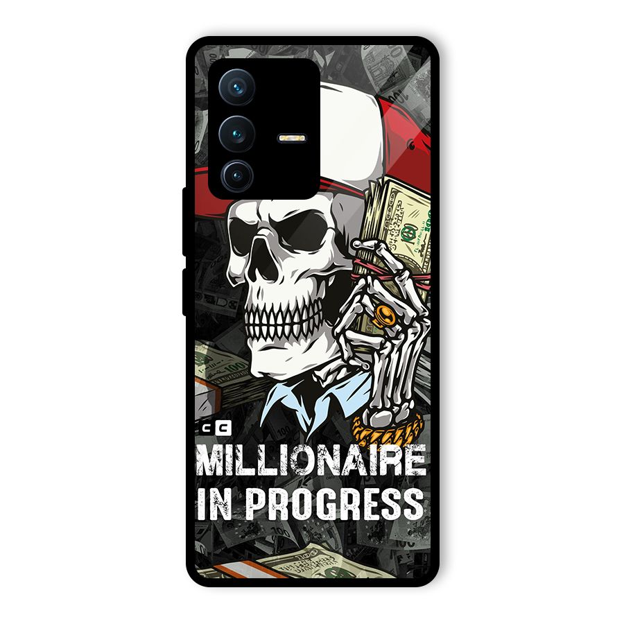 Cool Skull Millionaire In Progress Glass Back Case for Vivo V23 Pro