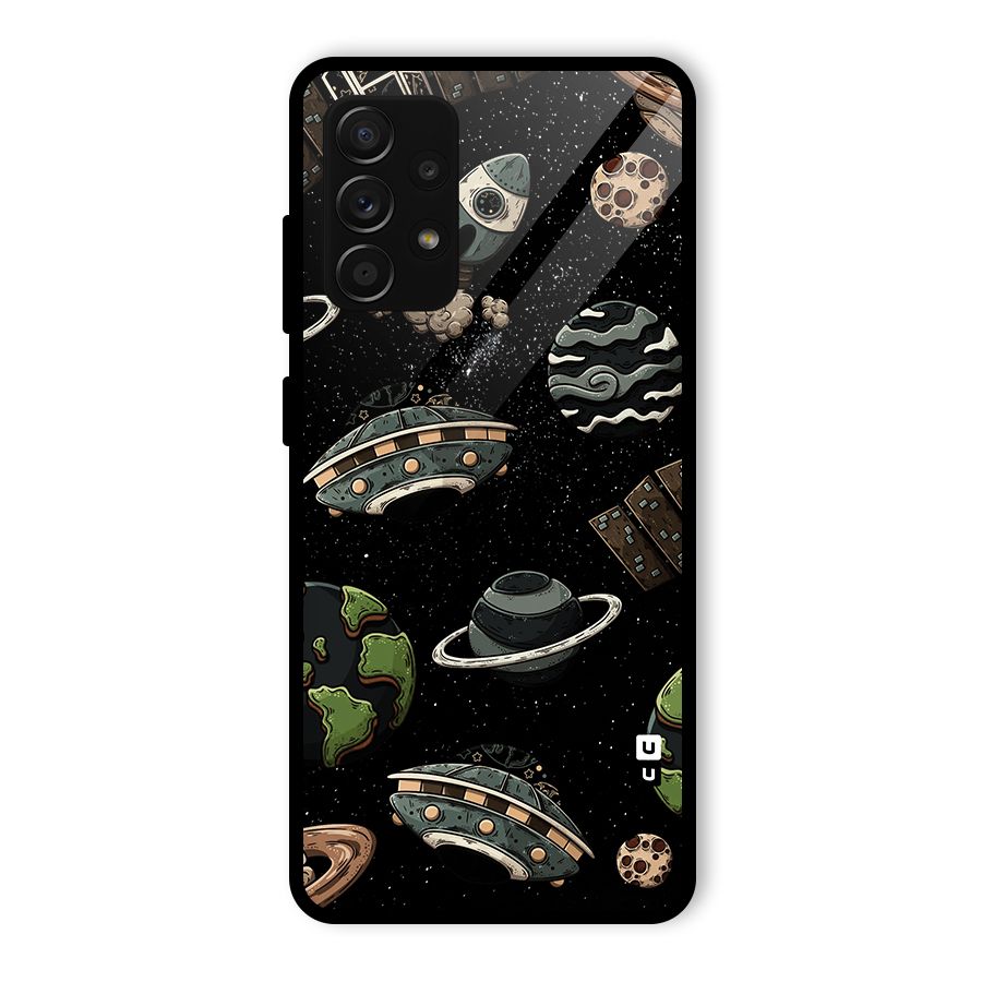 Cosmos Night Sky Anime Pattern Glass Back Case for Galaxy A53 5G