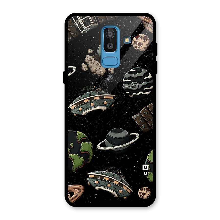 Cosmos Night Sky Anime Pattern Glass Back Case for Galaxy J8