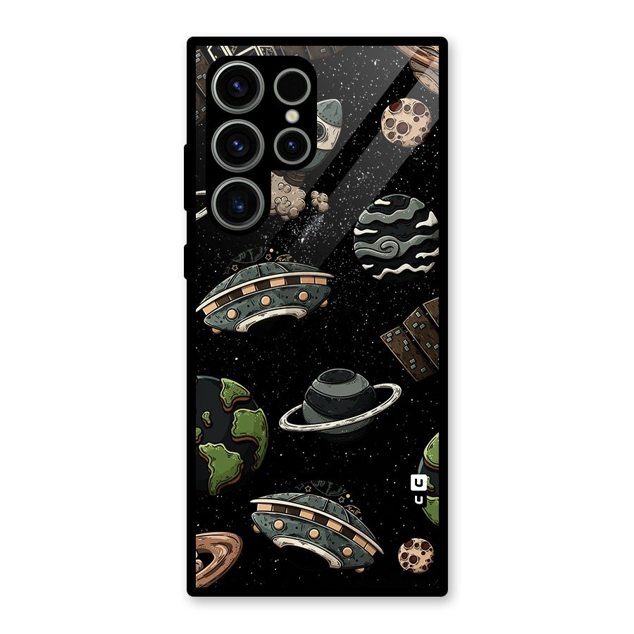Cosmos Night Sky Anime Pattern Glass Back Case for Galaxy S23 Ultra