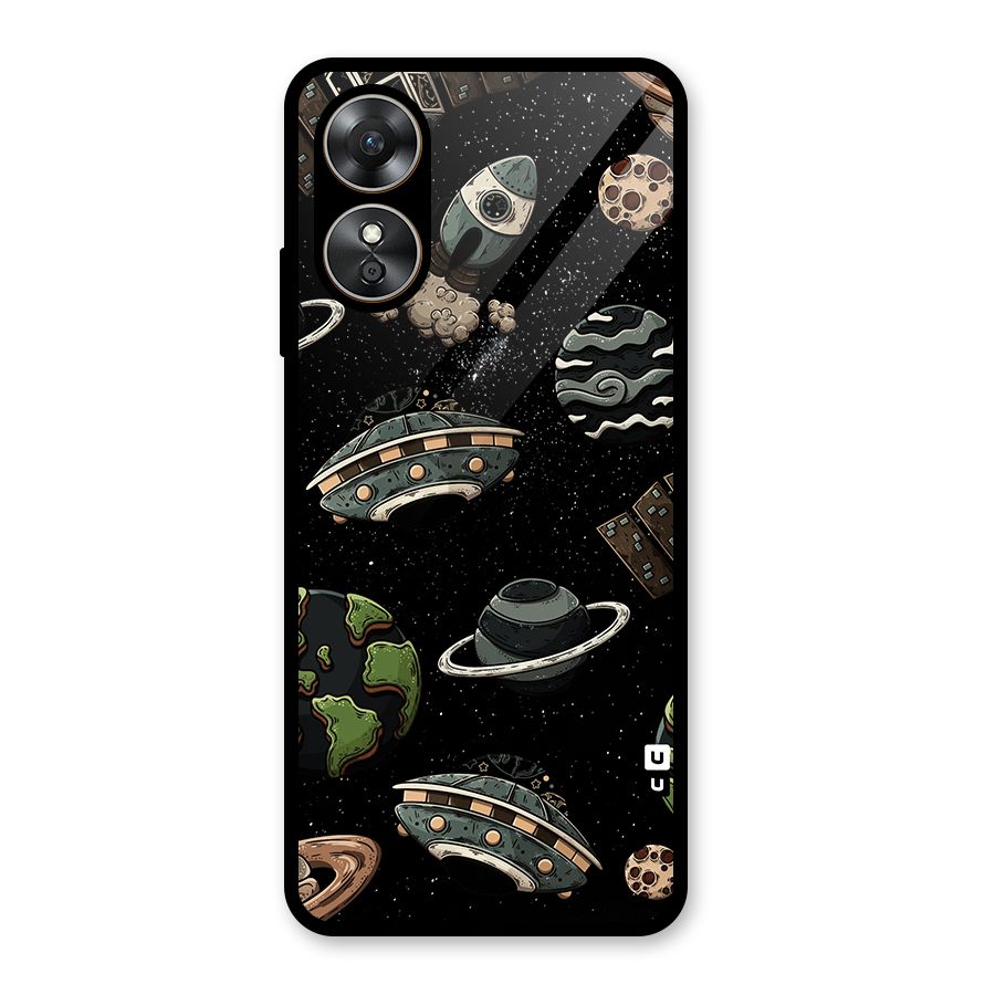 Cosmos Night Sky Anime Pattern Glass Back Case for Oppo A17