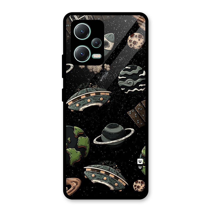 Cosmos Night Sky Anime Pattern Glass Back Case for Redmi Note 12 5G