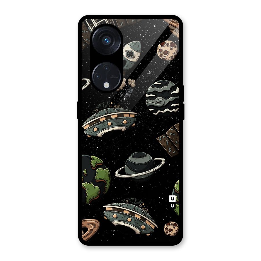 Cosmos Night Sky Anime Pattern Glass Back Case for Reno8 T 5G