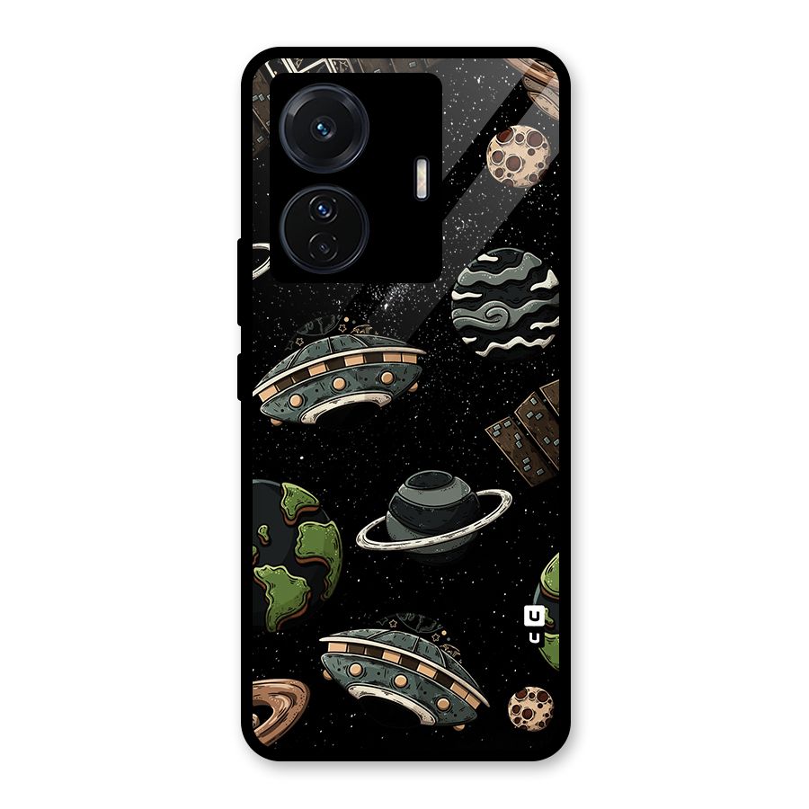 Cosmos Night Sky Anime Pattern Glass Back Case for Vivo T1 Pro