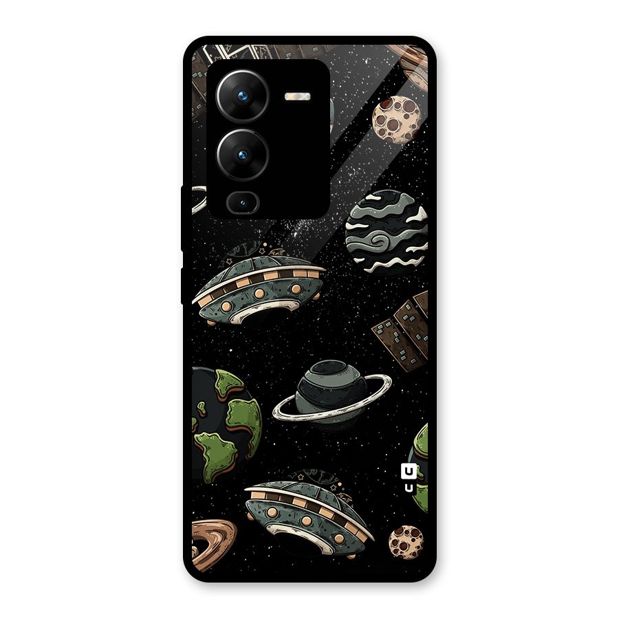 Cosmos Night Sky Anime Pattern Glass Back Case for Vivo V25 Pro