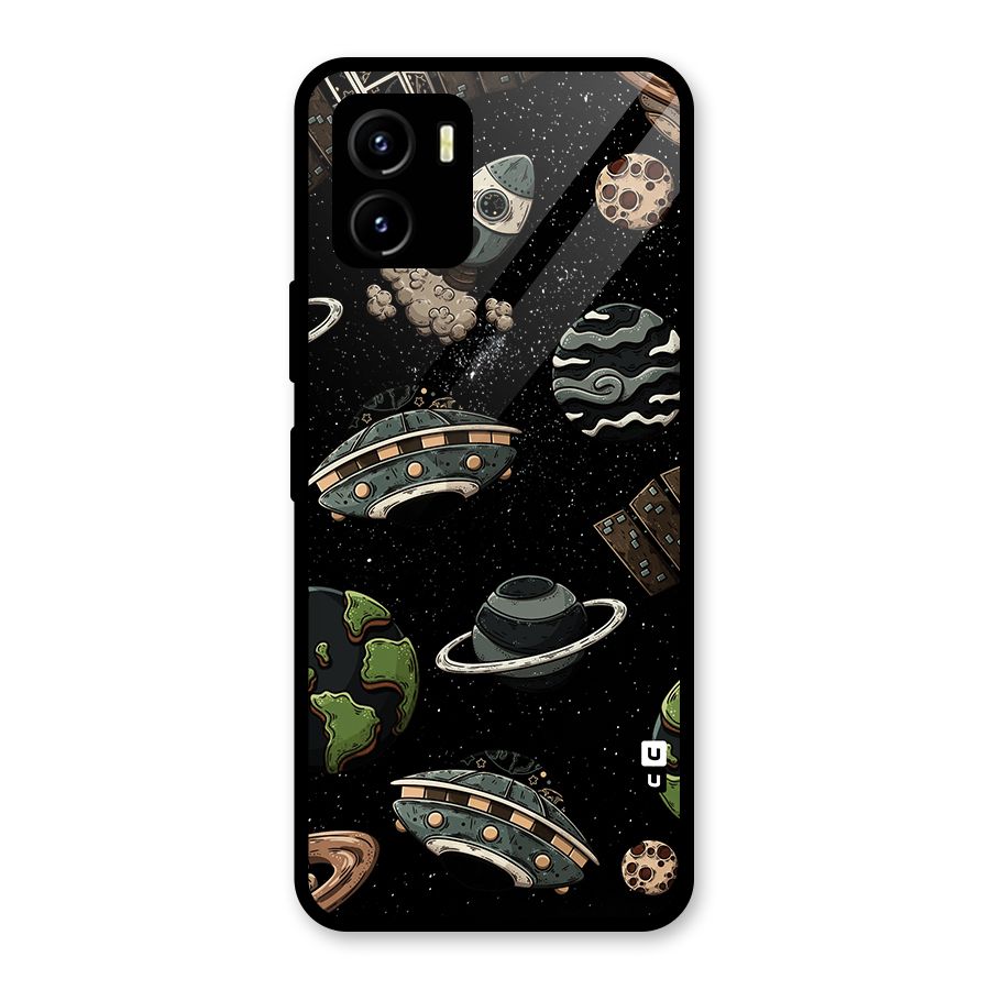Cosmos Night Sky Anime Pattern Glass Back Case for Vivo Y15s