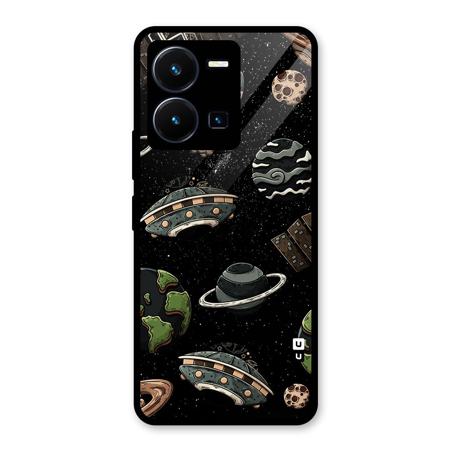 Cosmos Night Sky Anime Pattern Glass Back Case for Vivo Y35
