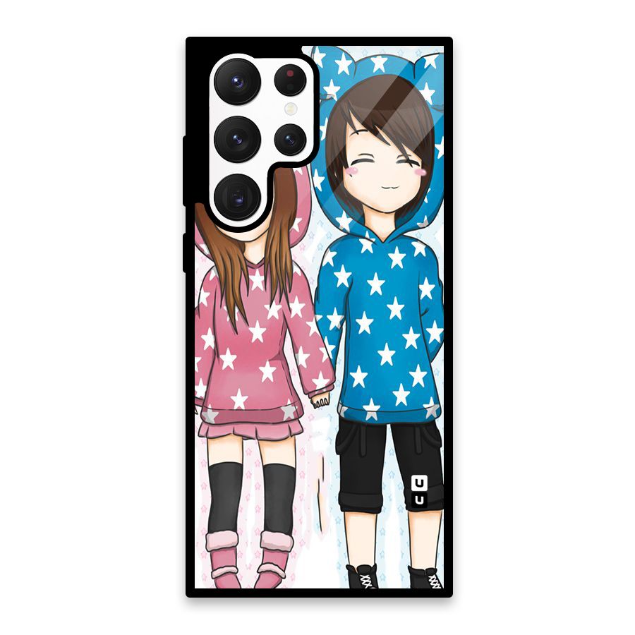 Couple In Stars Glass Back Case for Galaxy S22 Ultra 5G