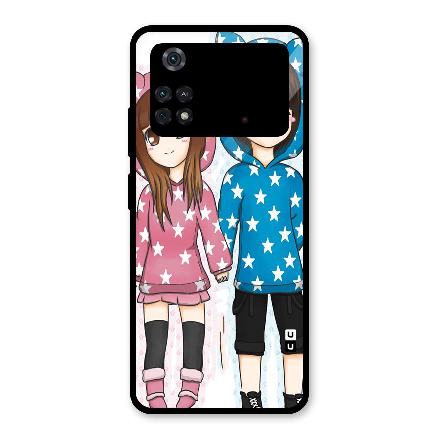 Couple In Stars Glass Back Case for Poco M4 Pro 4G