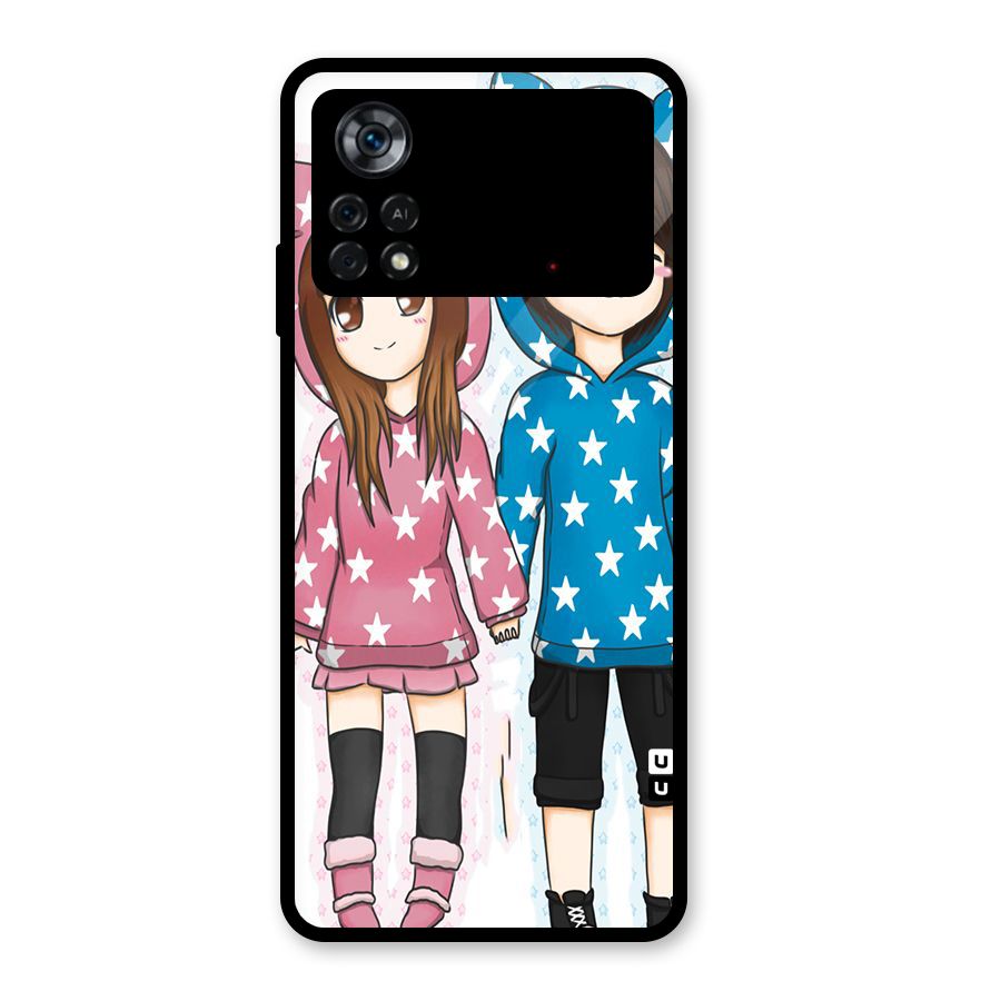 Couple In Stars Glass Back Case for Poco X4 Pro 5G