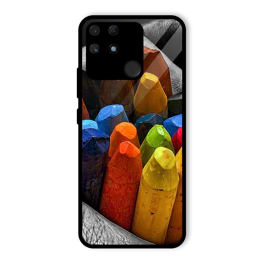 Crayons Beautiful Glass Back Case for Realme Narzo 50A