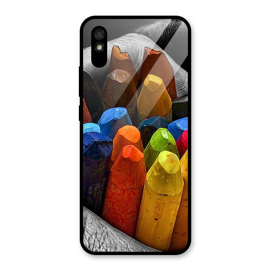 Crayons Beautiful Glass Back Case for Redmi 9i