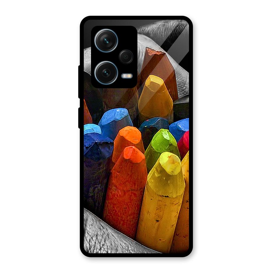 Crayons Beautiful Glass Back Case for Redmi Note 12 Pro Plus 5G