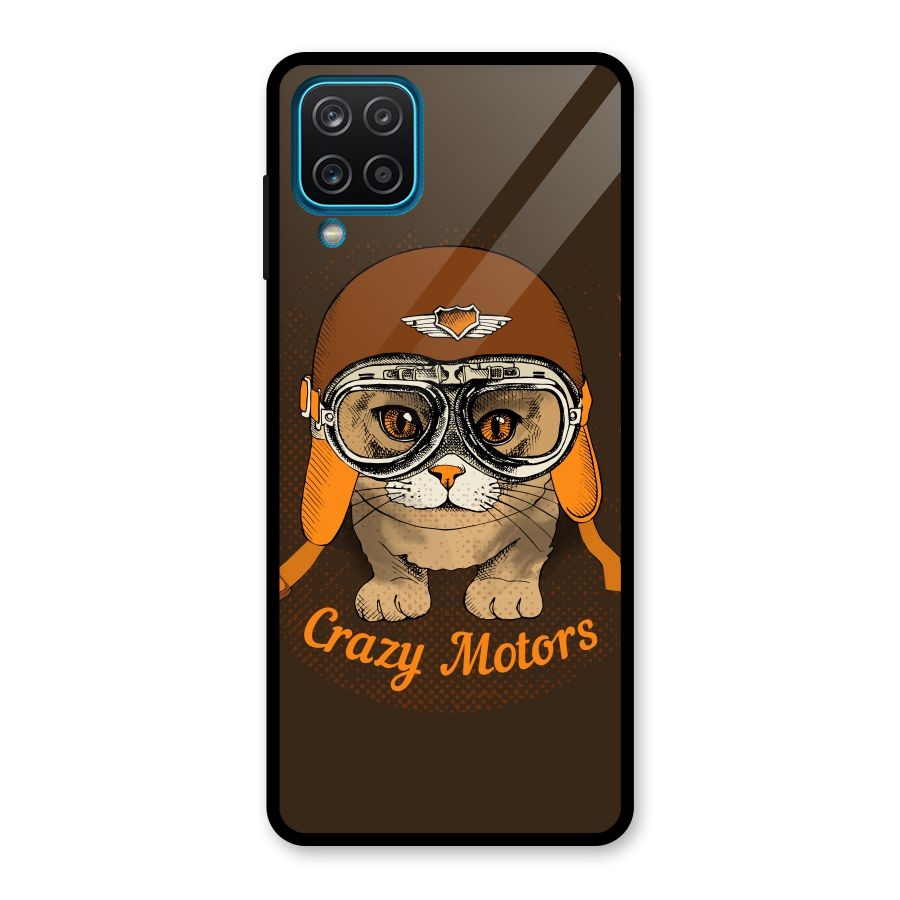 Crazy cat Glass Back Case for Galaxy A12