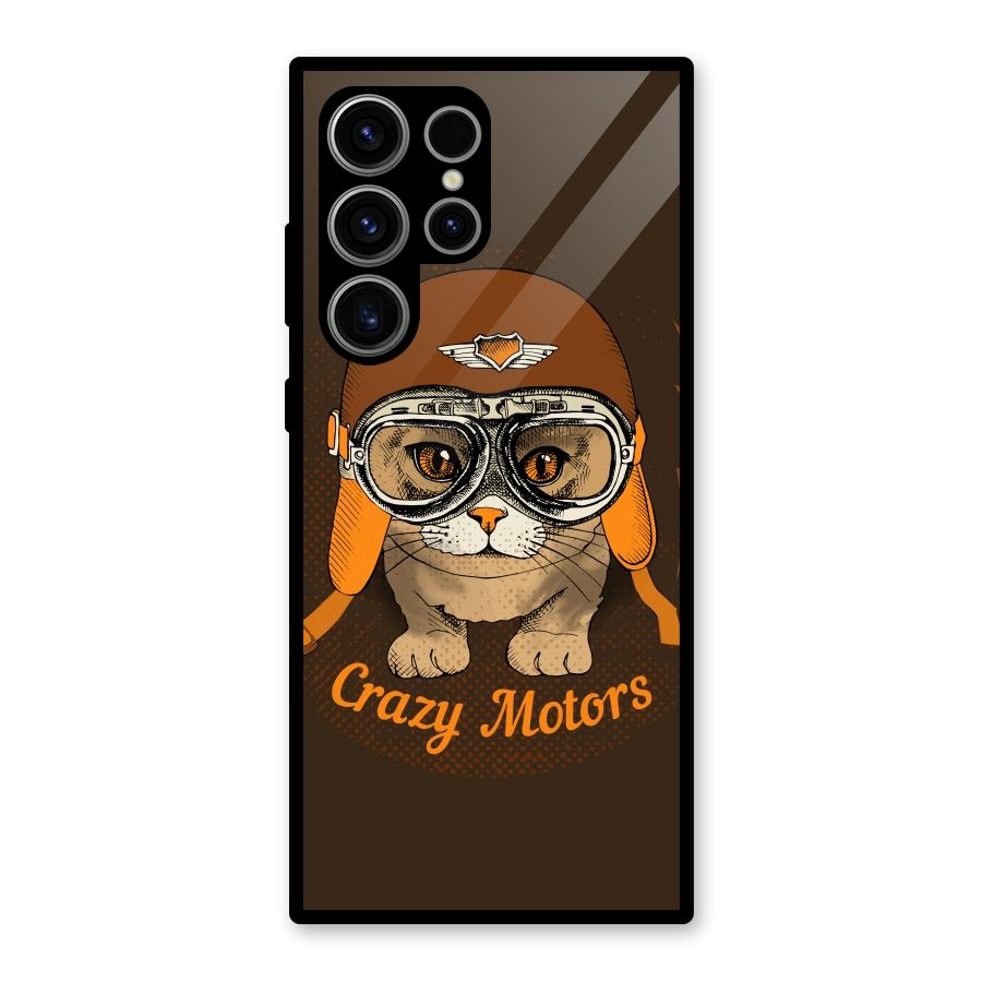 Crazy cat Glass Back Case for Galaxy S23 Ultra