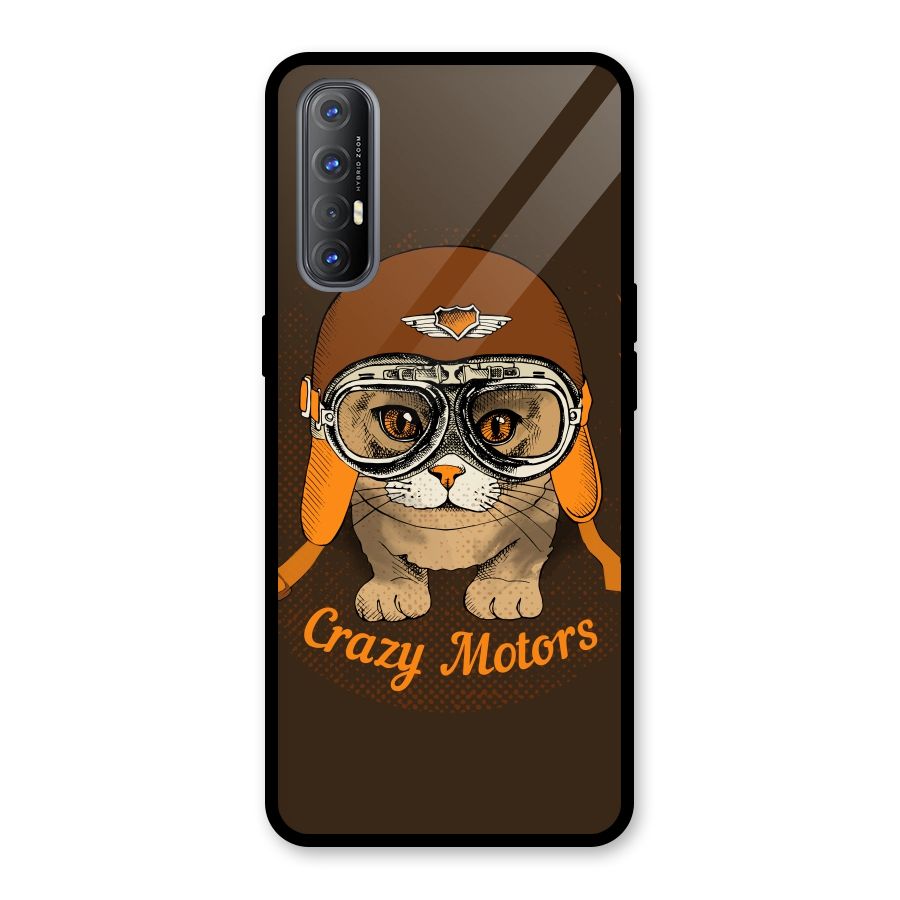 Crazy cat Glass Back Case for Oppo Reno3 Pro