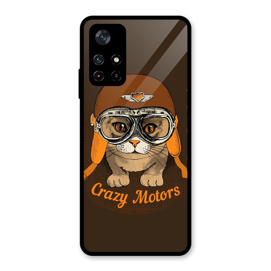 Crazy cat Glass Back Case for Poco M4 Pro 5G