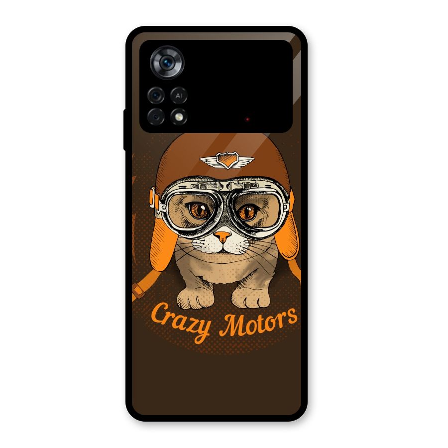 Crazy cat Glass Back Case for Poco X4 Pro 5G