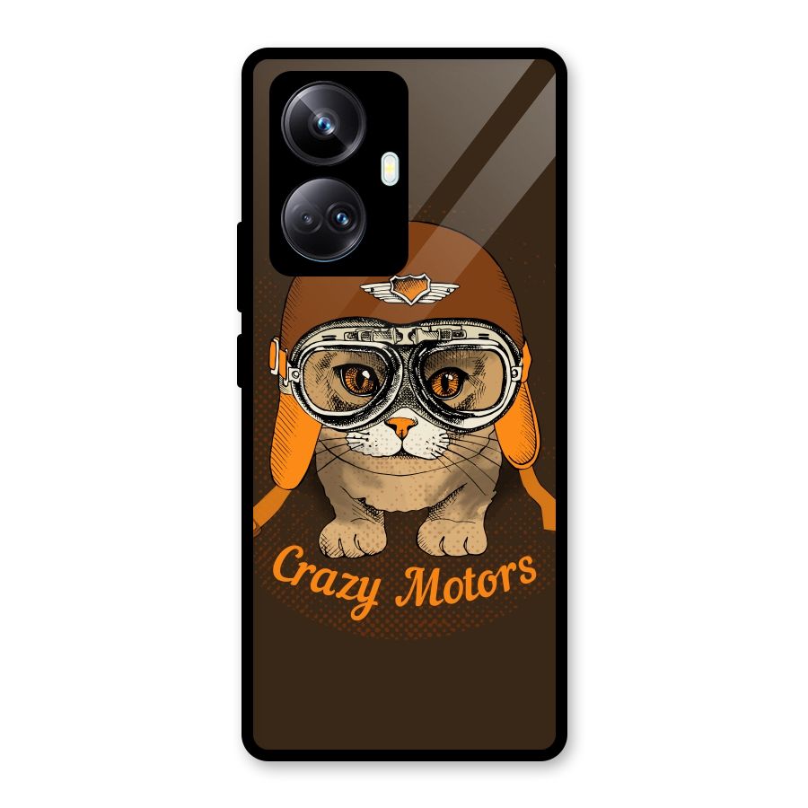 Crazy cat Glass Back Case for Realme 10 Pro Plus