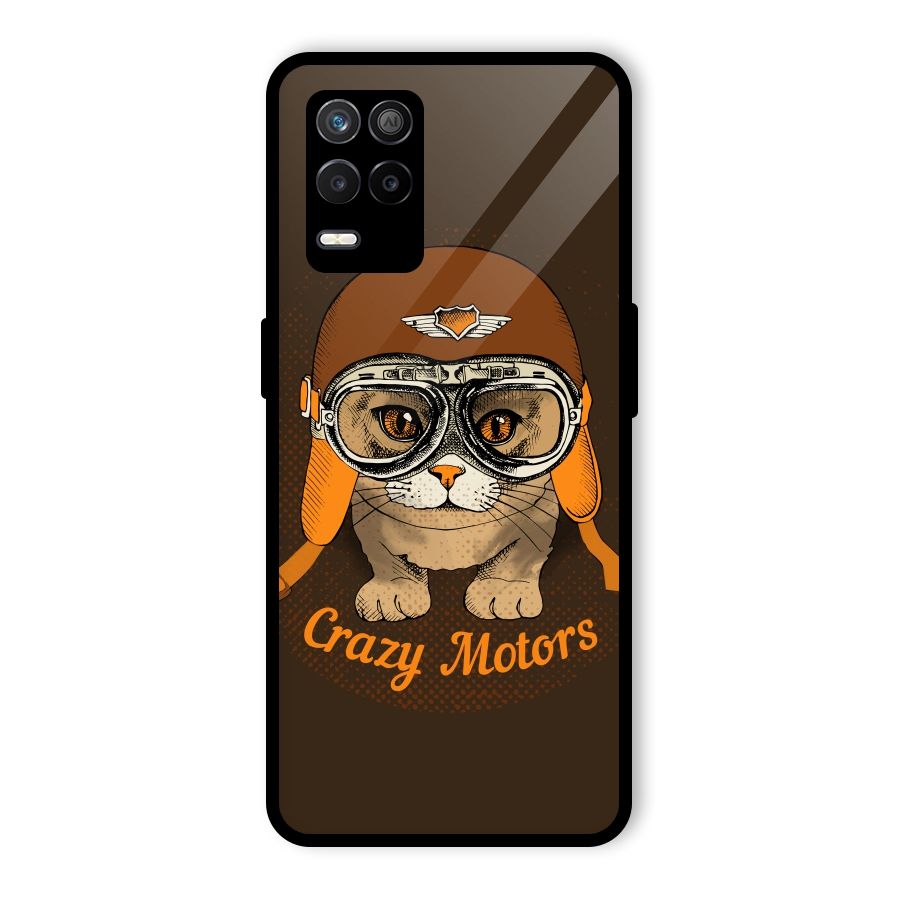 Crazy cat Glass Back Case for Realme 8 5G