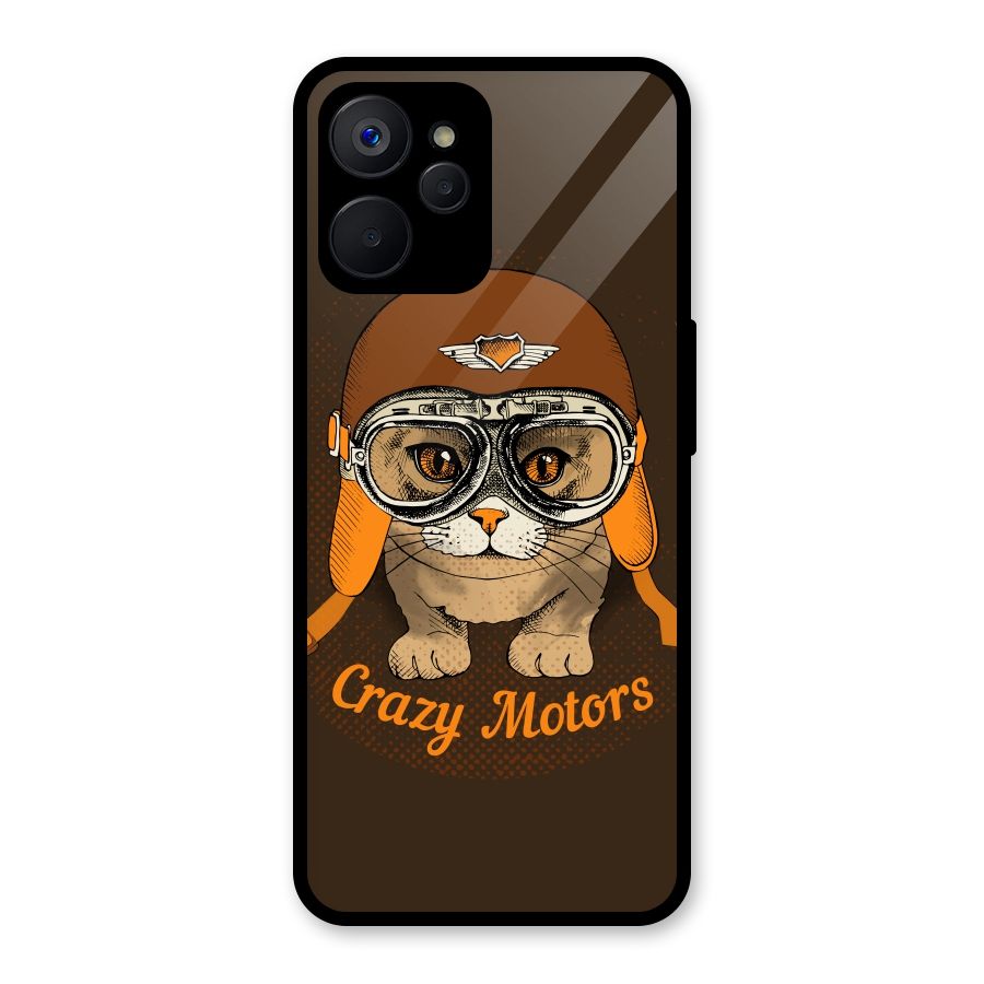 Crazy cat Glass Back Case for Realme 9i 5G