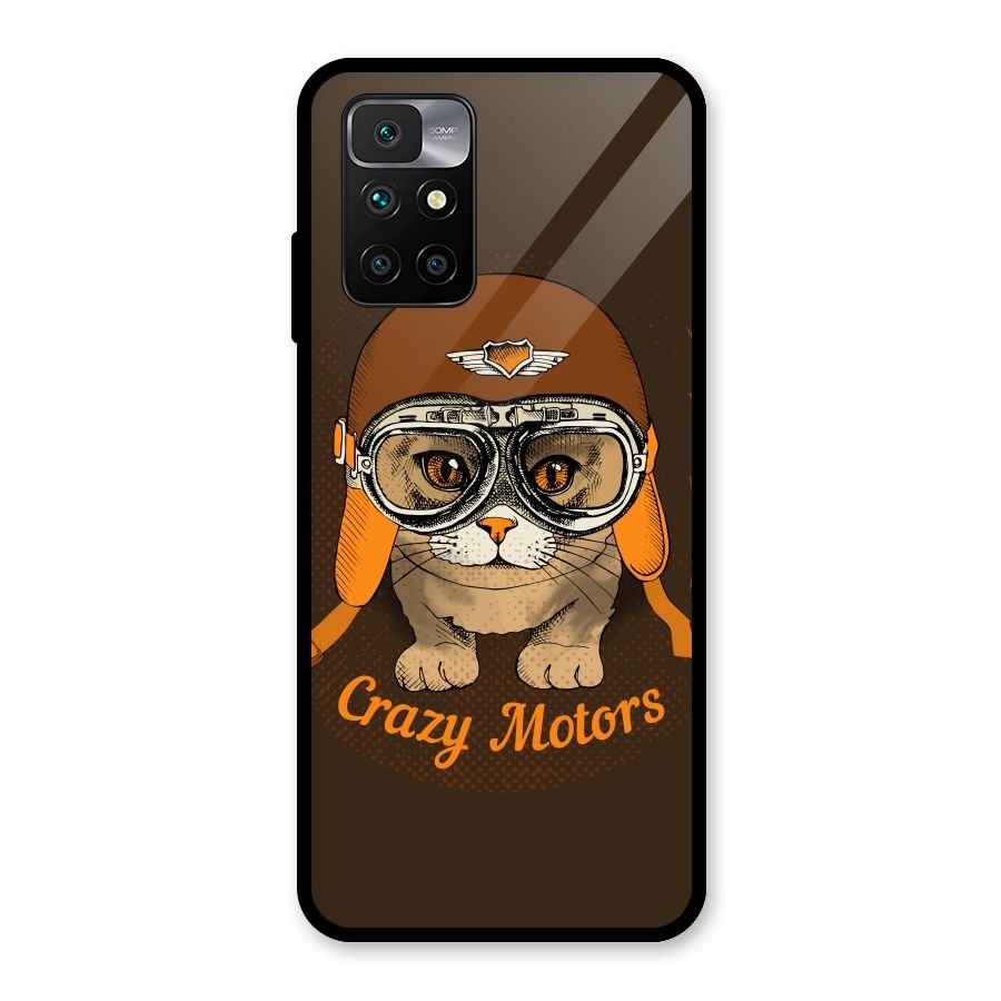 Crazy cat Glass Back Case for Redmi 10 Prime