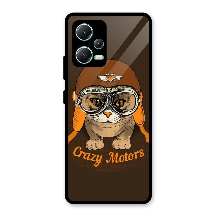 Crazy cat Glass Back Case for Redmi Note 12 5G