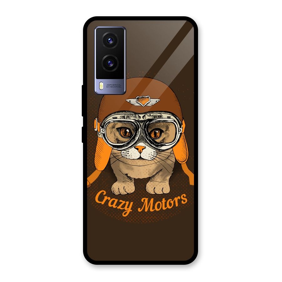 Crazy cat Glass Back Case for Vivo V21e 5G