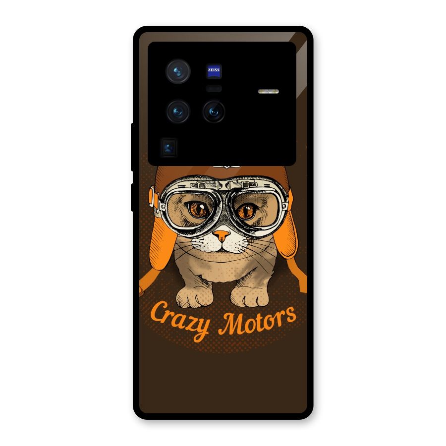 Crazy cat Glass Back Case for Vivo X80 Pro