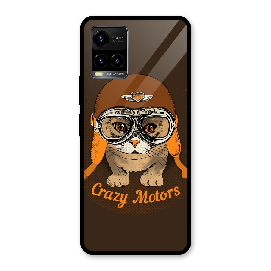 Crazy cat Glass Back Case for Vivo Y21A