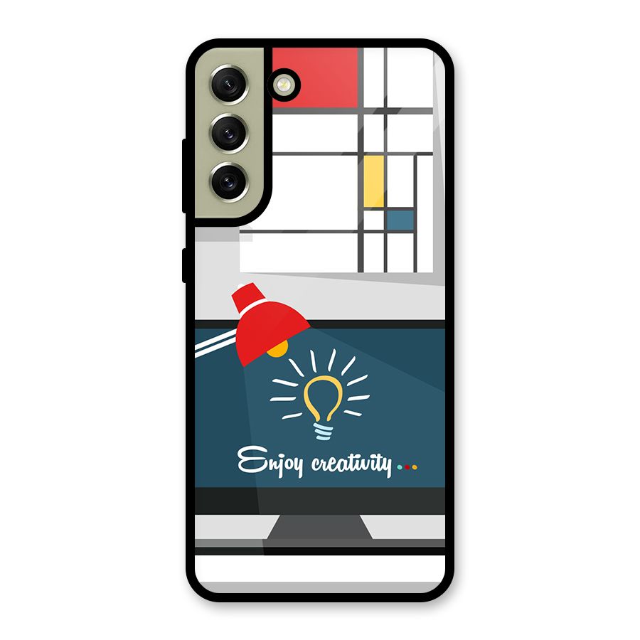 Creative Workspace Design Glass Back Case for Galaxy S21 FE 5G