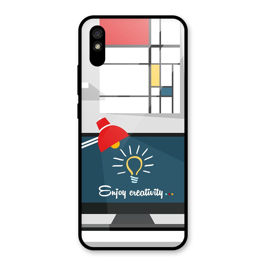 Creative Workspace Design Glass Back Case for Redmi 9i