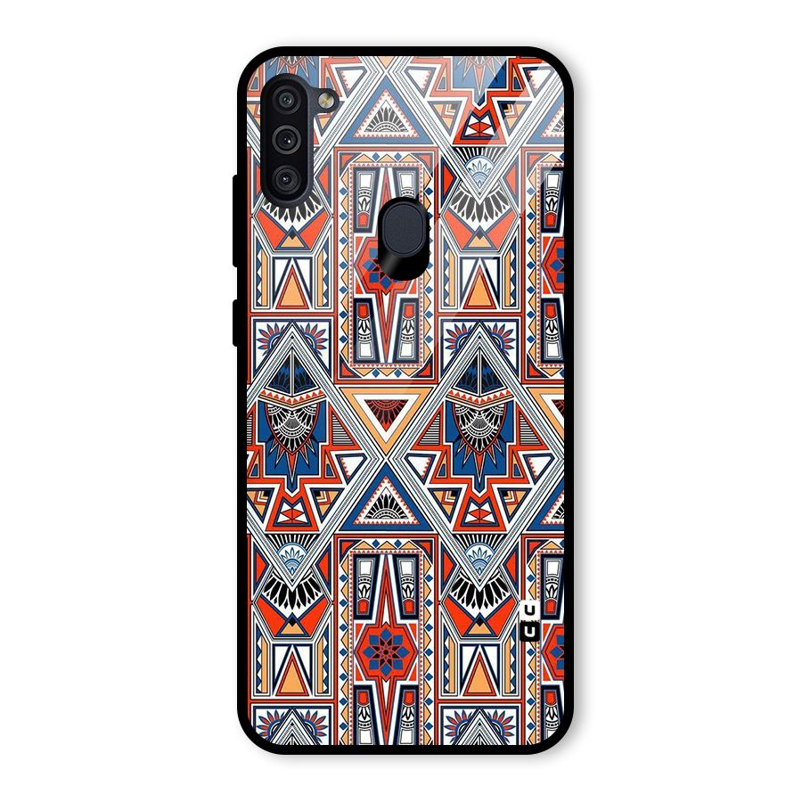 Creative Aztec Art Glass Back Case for Galaxy M11