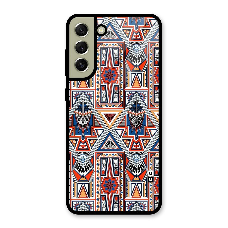 Creative Aztec Art Glass Back Case for Galaxy S21 FE 5G