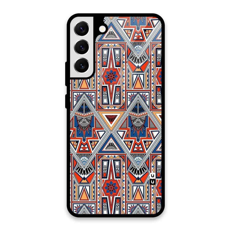Creative Aztec Art Glass Back Case for Galaxy S22 Plus 5G