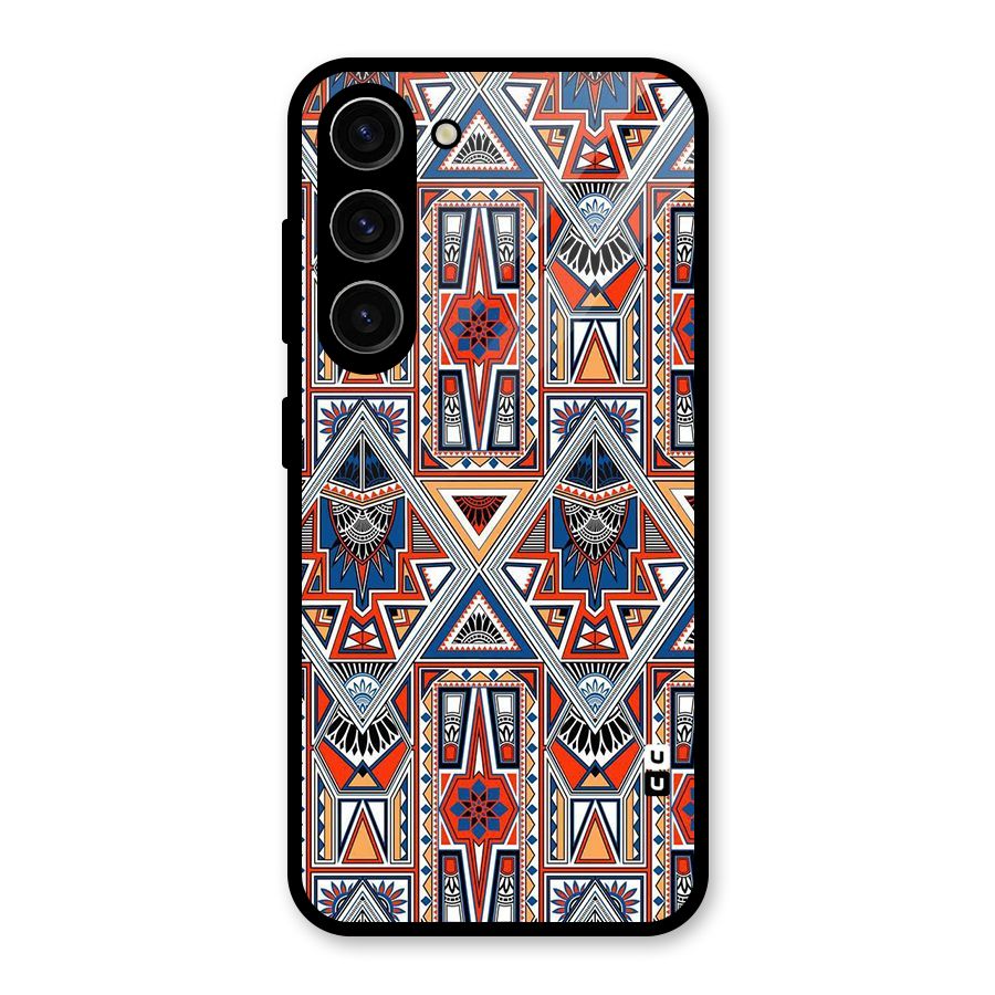 Creative Aztec Art Glass Back Case for Galaxy S23