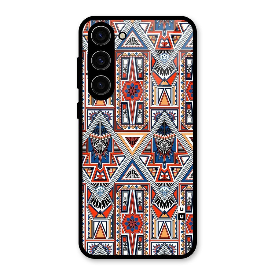 Creative Aztec Art Glass Back Case for Galaxy S23 Plus