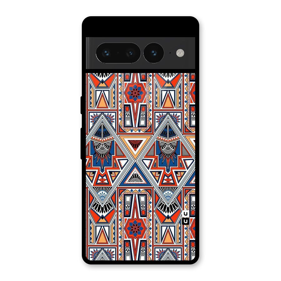 Creative Aztec Art Glass Back Case for Google Pixel 7 Pro